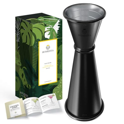 Homestia Jigger for Bartending, 2 oz 1oz Double Measure Cocktail Cup, Black - color: 1-Pack Black