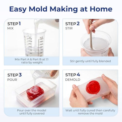 Nicpro 74oz Silicone Mold Making Kit 15A, Platinum Liquid Silicones Rubber - size: 74oz with molds housing