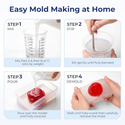 Nicpro 250oz Silicone Mold Making Kit, 15A Platinum Liquid Silicones Rubber - size: 250oz with gloves and sticks