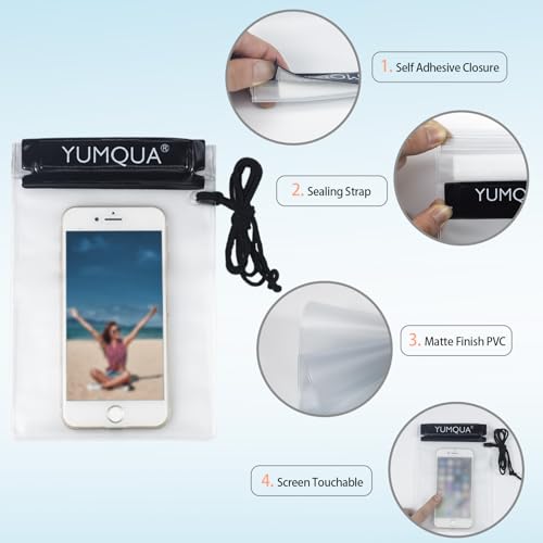 YUMQUA Waterproof Pouch Dry Bags Document Map Holder for Water Sport 3PACK - color: Black