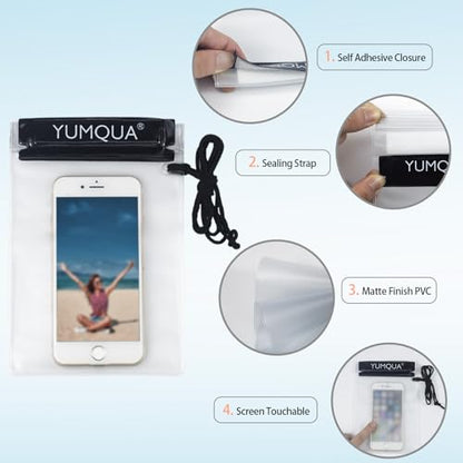 YUMQUA Waterproof Pouch Dry Bags Document Map Holder for Water Sport 3PACK - color: Black
