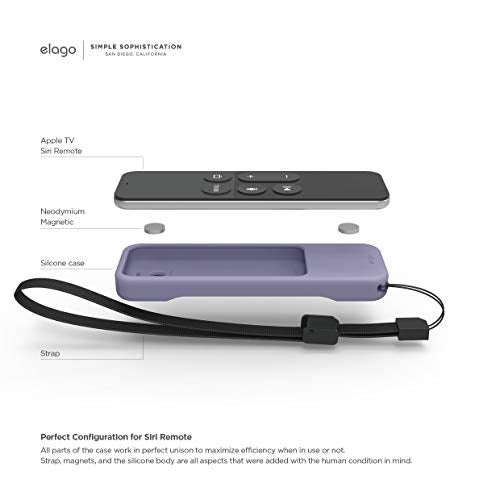 elago R1 Intelli Case for Apple TV 4K Siri Remote 1st Gen - color: Lavender Grey