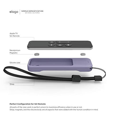 elago R1 Intelli Case for Apple TV 4K Siri Remote 1st Gen - color: Lavender Grey