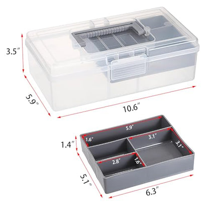 JUXYES Clear Art Craft Supply Storage Bin Sewing Box With Handle Lid - color: Gray, size: 1 Pack