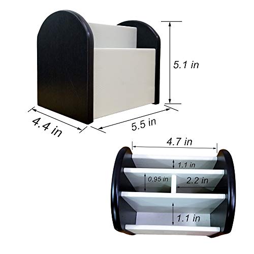 Rotating remote control caddy wood pen/pencil holder for desk organizer Simple black and white small item storage box HeBen7025