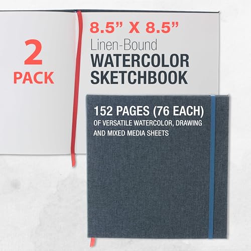 U.S. Art Supply 8.5" x 8.5" Watercolor Book (2 Pack, 76 Sheets Each) - size: 8.5-x-8.5-inch