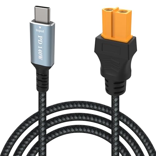 140W USB C to XT60 Fast Charging Power Cord, SC100 Protocol XT60 Female to Type-C Male Fast Charging up to 140W Cable for RC Lipo Battery Quadcopter Multicopter Aeromodelling 6.6FT - size: C-XT60 cable (6.6FT)