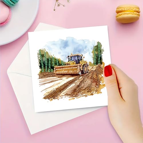 DDGYP 6 Pack,Diamond Painting Greeting Cards with Envelopes, 5.9x5.9in - color: Excavator 2