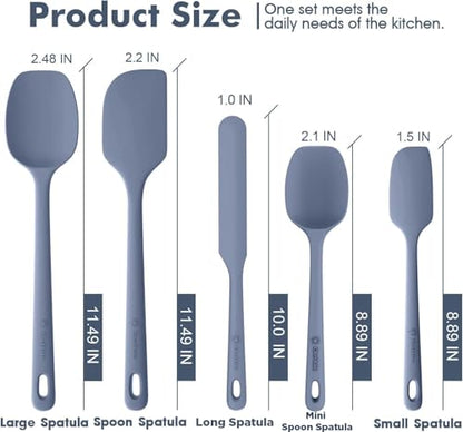 ChefAide 5 Pieces Silicone Spatulas Set, Heat Resistant Rubber Spatula - color: Blue, size: 5 pieces