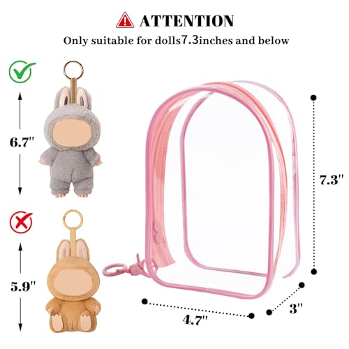 NZNDB Large Clear Figure Display Bag with Keychain Case Blind Box - color: Pink Standing
