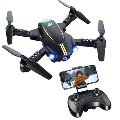 Foldable Camera Drone, 1080P FPV RC Drone for Beginners Kids & Adults - color: Black