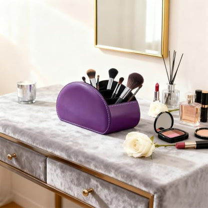BONNY DODO Remote Control Holders Organizer Box with 5 Compartment PU Leather Multi-functional Office Desk Storage Caddy Store (Dark Purple) - color: Dark Purple