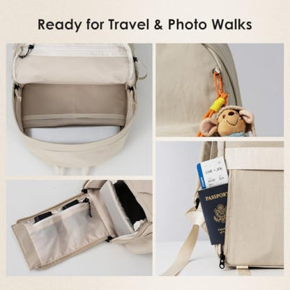 TARION Casual Camera Backpack 15L Urban Photography Bag, Once LT15, Beige - color: Beige