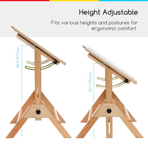 MEEDEN Wood Adjustable Drafting Table: 35.5" x 23.5" Art Drawing Desk - color: Natural Table