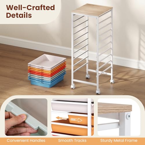 RELAX4LIFE 10-Drawer Rolling Storage Cart w/Lockable Wheels(Macaron) - color: Macaron, size: 33.5”H