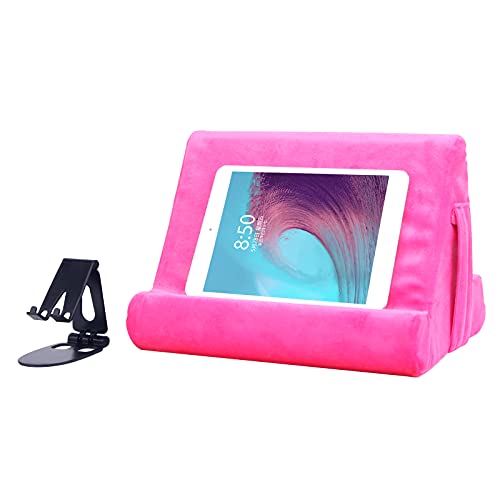 Universal Multi-Angle Tablet Holder - Soft Pad Stand with Net Pocket & Phone Stands for Lap, Knee, Sofa and Bed(Pink) - color: Pink
