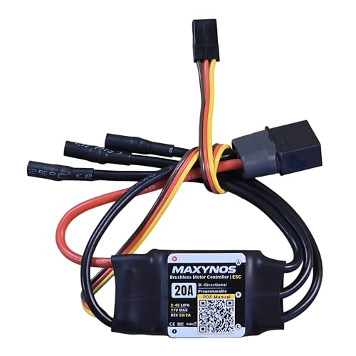 Bidirectional 20A Electronic Speed Controller, 2-4S Lipo ESC with XT60 Connector, 7.4-17V, for RC Vehicles, Drones, Robotics, & Underwater Thrusters - size: 20A