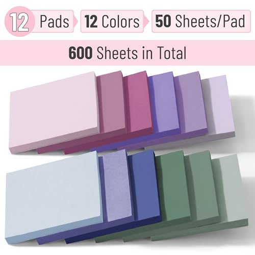 Mr. Pen- Sticky Notes, 3"x3", 12 Pads, 600 Sheets, Colorful - color: Mute