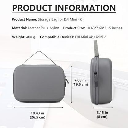 Storage Bag for DJI Mini 4K-Hard Shell Travel Carrying case Compatible with DJI Mini 4K/2/2 SE Drone and Accessories - color: Grey