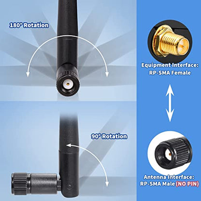Bingfu Dual Band WiFi 2.4GHz 5GHz 5.8GHz 3dBi MIMO RP-SMA Male Antenna (4-Pack) for WiFi Router Wireless Network Card USB Adapter Security IP Camera Video Surveillance Monitor - color: [RP-SMA Male] Antenna 4-Pack - Black