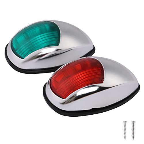 Pontoon Navigation Lights Red and Green Bow Light LED Marine USCG 2 NM Waterproof 10-30 Volt For Boat 1 Pair (Vacuum Electroplate Silver)