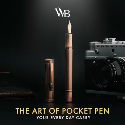 Wordsworth & Black Mini Pocket Fountain Pen for Writing, Medium Nib, Copper - color: Copper