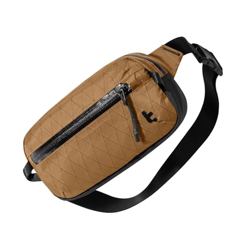 tomtoc 1.5L X-Pac Sling Bag with RFID Blocking Crossbody Pack for Men Women - color: X-Pac Brown, size: 1.5L
