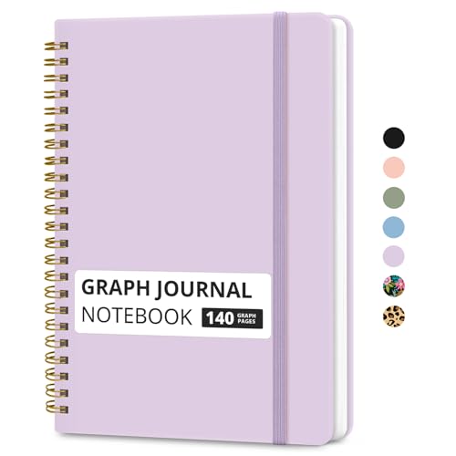 Taja Graph Spiral Notebook for Work, 5.7"x7.9" Squared Graph Paper Notebook - color: E-Purple, style: c-Graph