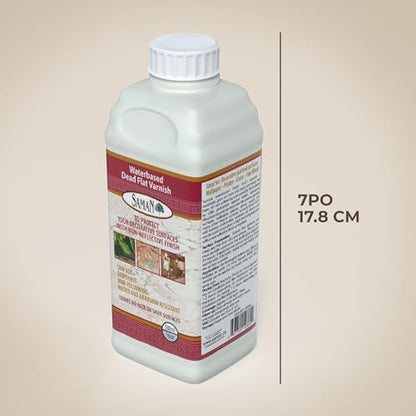 Saman Waterbased Dead Flat Varnish SAM-801 – Protects Decorative Surfaces (500 ml – 16 oz) - size: 1 Pint