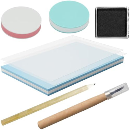 8Pcs Linoleum Block Stamp Making Kit for Beginners Includes Linocut Rubber Carving Blocks with Cutter Tools for Printmaking, Printing, and Stamp Making DIY Crafts & Art Projects