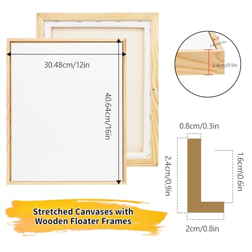 4 Pack 12 x 16 inch Floater Frame Canvas –Gallery Wrapped Canvas Set - color: Light Brown, size: 4pk-12x16 in