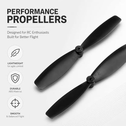 8 Pair Mini Propellers, 55mm 2-Vane, CW & CCW, Black - color: 8 Pair (Black)