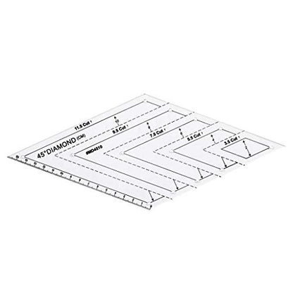 5Pcs Creative Grids Quilting Templates Set, Drafting Triangles 45 60 Degree Rhombus Longarm Square Sewing Rulers Free Motion Fabric Ruler Racks Patchwork Tool Handmade Drawing Supplies