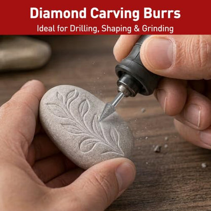 20PCS 120Grit Diamond Grinder Bit Compatible with Dremel Tool - size: 120 Grit 20 Pcs 10 Shapes