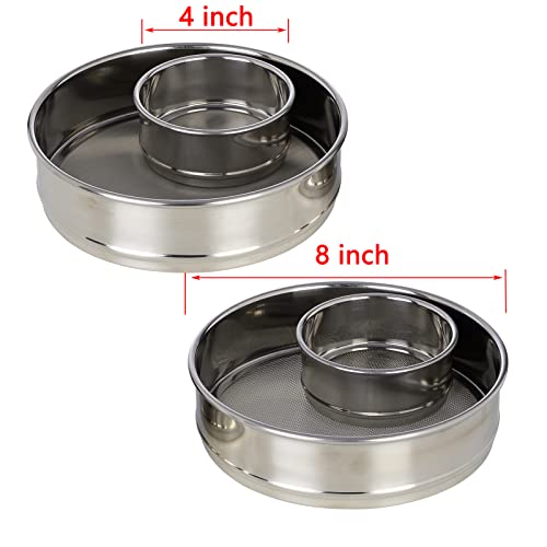 LABALPHA 5 Mesh Lab Sieves, Test Sieve #5 Mesh, 8'' Diameter, 304 Stainless Steel Wire Cloth (4mm) - size: 5 mesh (4mm)