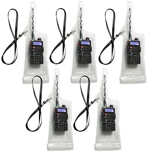 Lsgoodcare 5Pcs Portable Two Way Radio Waterproof Rainproof Bag Case Pouch White Compatible with Motorola Kenwood Midland UV 82 BF 888S UV-5R Walkie Talkie Radio - color: clear-5ps
