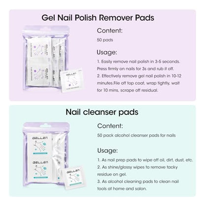 GELLEN Nail Cleanser Pads and Polish Remover Pads 100 Pack, Quick & Easy - size: 100PCS (Remover Pads Included)