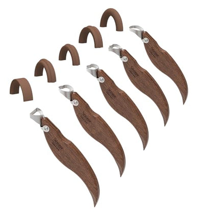 Sthmeyue Mug Handle Carving Tool, Pottery Handle Making Tools Set,5 PCS Walnut Wood Handle Sculpting & Carving Tools, Durable & Comfortable, Ideal for Shaping Clay Cup Handles