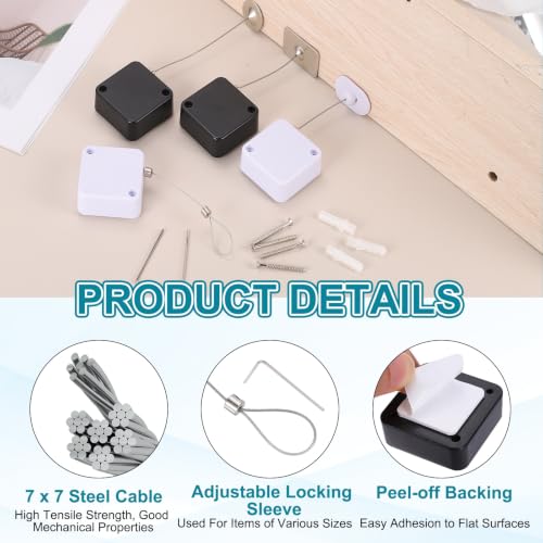 PATIKIL Retractable Remote Control Cable Tether 3.3ft /1M, Black 4 Set - color: Black, size: 3.3ft /1m
