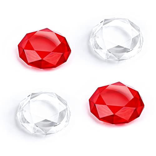 DLseego Diamond 3D Thumb Grips Caps Design for Switch & Switch Lite & Switch OLED Joy Con Crystal Clear Console Joystick Cover 4PCS - Clear and Red - color: Clear and Red, size: Switch/OLED/Lite