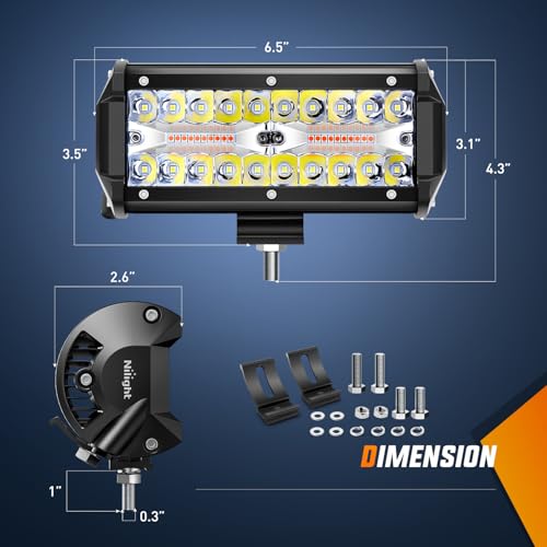 Nilight 6.5Inch Off-Road LED Light Bar White Amber 3 Lighting Modes - color: Amber&White 3 Modes