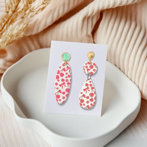 CHGCRAFT Cherry Polymer Clay Texture Sheets Flowers Bow Silicone Texture Stamp Clay Modeling Pattern Pad Texture Sheets for Polymer Clay Making Earrings Jewelry - style: Cherry
