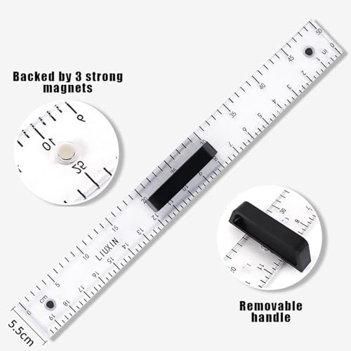 Magnetic Geometry Tool, Protractor, Triangle Rulers Easy Attachment Blackboard Measurement Kit, Teacher Board Protractor Multi-Purpose Kit Large (Transparent-2pc) - style: Transparent-2pc