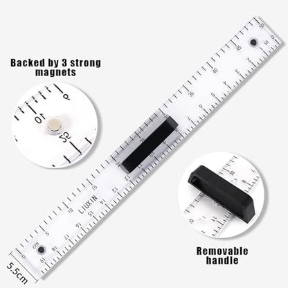 Magnetic Geometry Tool, Protractor, Triangle Rulers Easy Attachment Blackboard Measurement Kit, Teacher Board Protractor Multi-Purpose Kit Large (Transparent-2pc) - style: Transparent-2pc