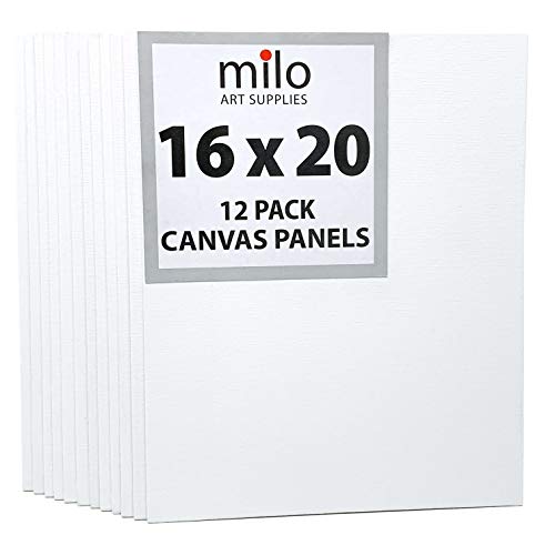 milo Canvas Flat Panel Boards for Painting, 16x20 inch, 12 Pack, White - size: 16"x20" Pack of 12