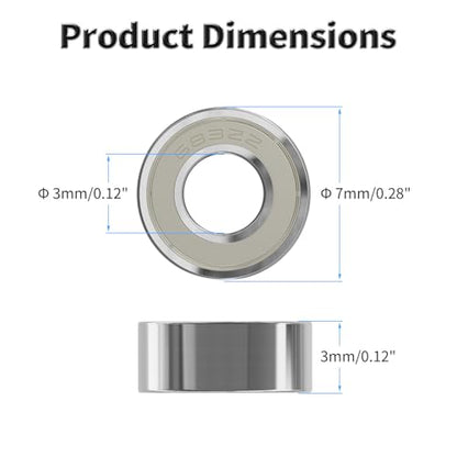 10 Pcs 683ZZ Ball Bearings, Carbon Steel, 3x7x3mm - size: 683ZZ 10Pcs