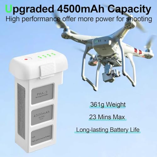 Phantom 3 Battery 4500mAh 15.2V Intelligent Flight Replacement Extended Battery, 23-Min Flight Time, for DJI Phantom 3 Pro/Advanced/4K/SE/Standard Drone