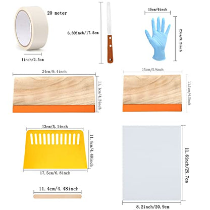 Caydo 36 Pieces Screen Printing Kit Includes 50W LED UV Exposure Screen Printing Light, 4 Sizes Silk Screen Printing Frame, Instructions, 5 Sheets A4 Inkjet Film for Screen Printing