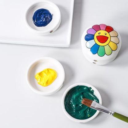 5 Layer Porcelain Paint Mixing Tray Saucer Nesting Trays, Ceramic Paint Palettes for Watercolor Gouache Painting, 3 inch, Stackable.