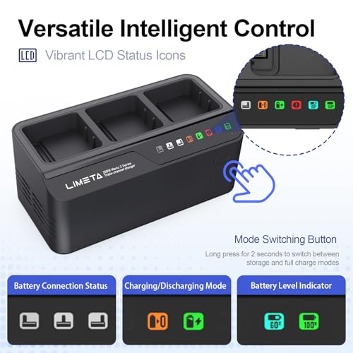 LIMETA 200W Mavic 3 Series Fast Battery Charger Parallel, Smart Battery Charging Hub for DJI Mavic 3 Pro Mavic 3T/3E/Enterprise/Classic/Cine with Fan & Storage Function